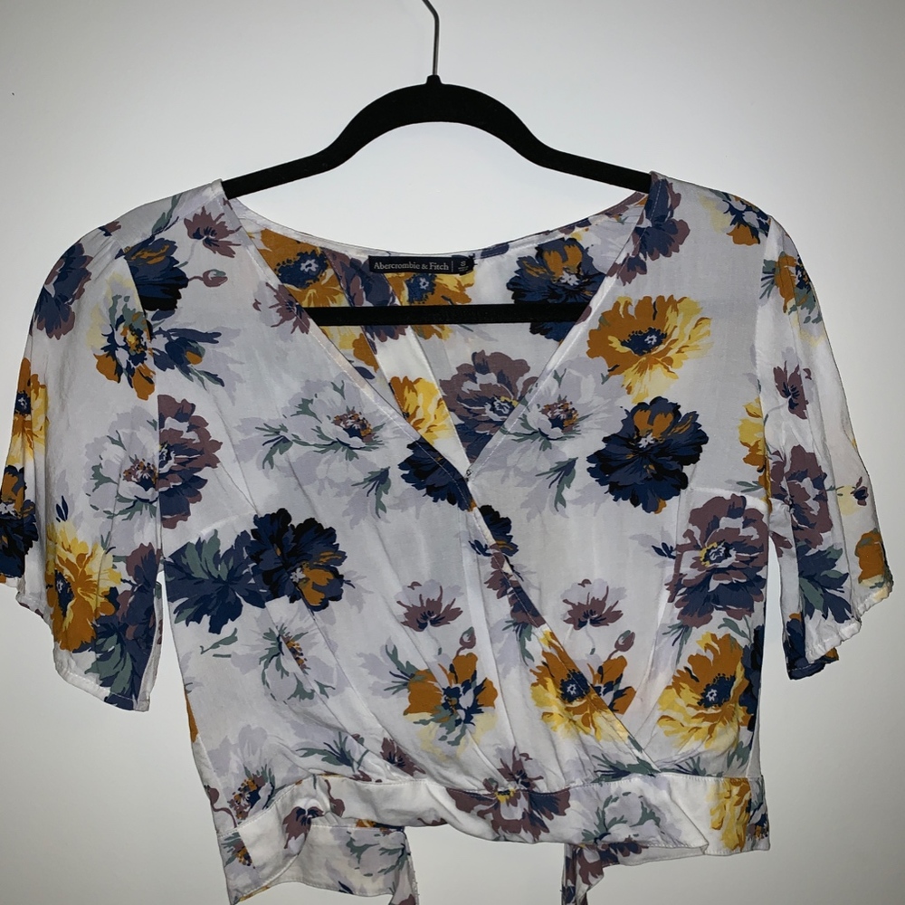 Abercrombie Wrap-Front Tie Blouse